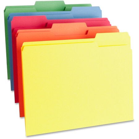 Business Source File Folder, 1/3 Cut Tab, Letter Size, Assorted Colors, PK100 BSN65780